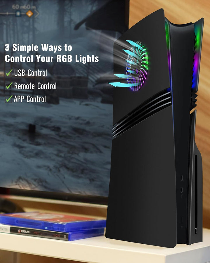 Joso Frontblende für PS5 Pro Disc Edition, Kratzfeste, staubdichte Ersatzhülle mit RGB-Ring, Abdecku