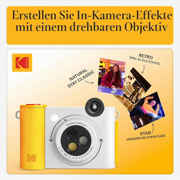 Kodak Smile+ 2-in-1 Digitale Sofortbildkamera & Bluetooth Fotodrucker Starterpaket + Tragetasche + Z