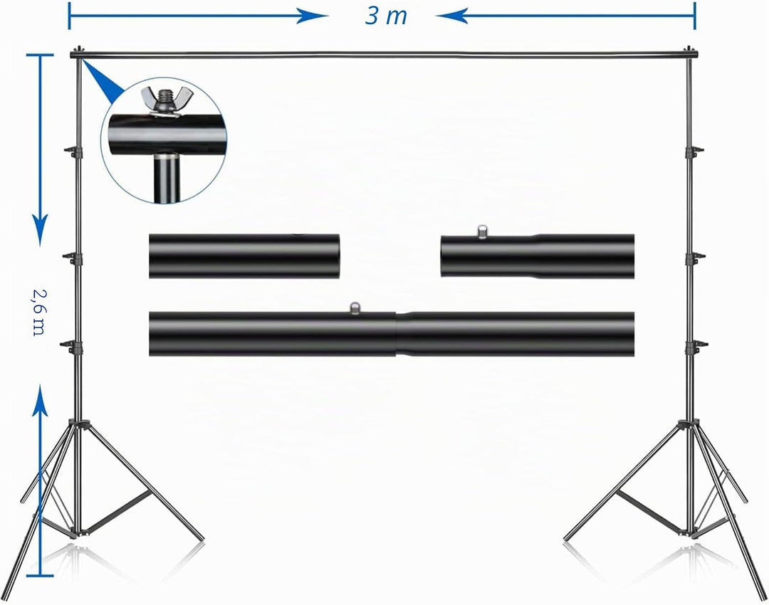 EMART Hintergrund Ständer mit Greenscreen, Fotostudio Set mit 2,6*3m Foto Hintergrund Stützsystem, 3
