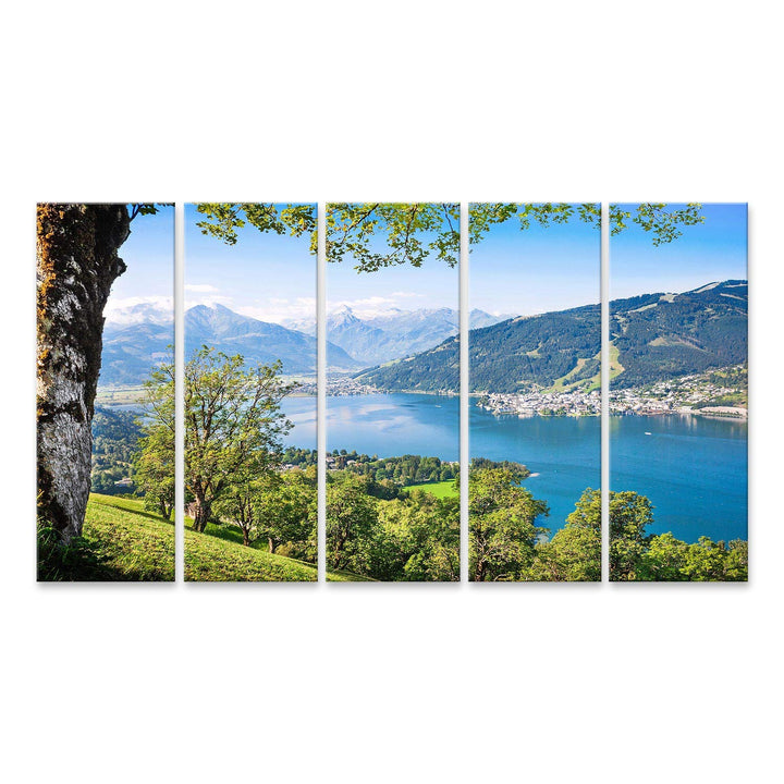 Bild Bilder auf Leinwand Schöne Landschaft mit Alpen und Bergsee in Zell am See, Österreich Wandbild