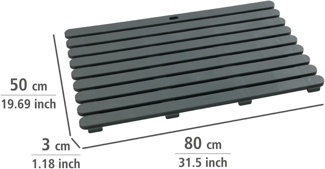 WENKO Badematte Mod. Indoor & Outdoor Grau, 50 x 80 cm mit rutschhemmender Struktur Grau, Grau