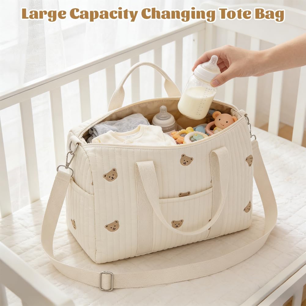 Aucuu Wickeltasche, Babytasche Mama Tasche, Kliniktasche Geburt Stickerei, Gross Mommy Bag, Henkelta