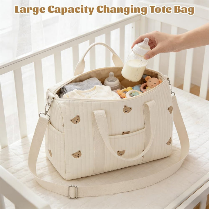 Aucuu Wickeltasche, Babytasche Mama Tasche, Kliniktasche Geburt Stickerei, Gross Mommy Bag, Henkelta
