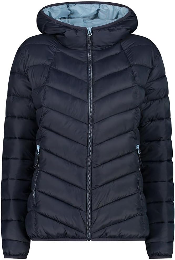 CMP Damen Damenjacke mit Fester Kapuze Gepolsterte Jacke XS Schwarz Blau, XS Schwarz Blau