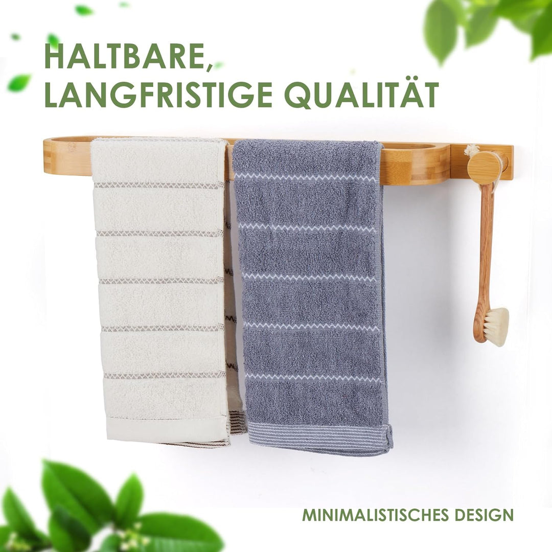 Handtuchhalter 40 cm, Bambus Handtuchstange Ohne Bohren, Handtuchregal Selbstklebend, Gästehandtuchh