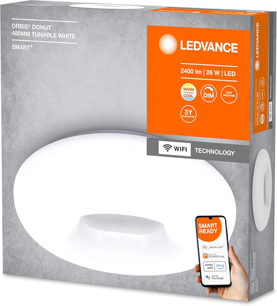 Ledvance Smarte LED Wand-und Deckenleuchte für Innen mit WiFi Technologie, Lichtfarbe änderbar (3000