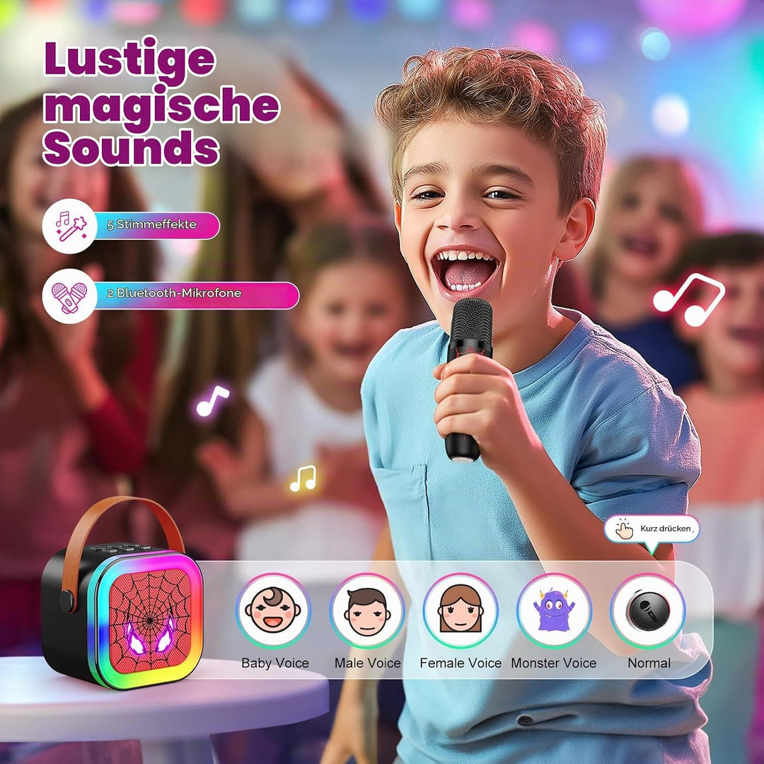Braxel Karaoke Maschine mit 2 Bluetooth Mikrofon, Spider Spielzeug Geschenk für Junge Weihnachten Ge
