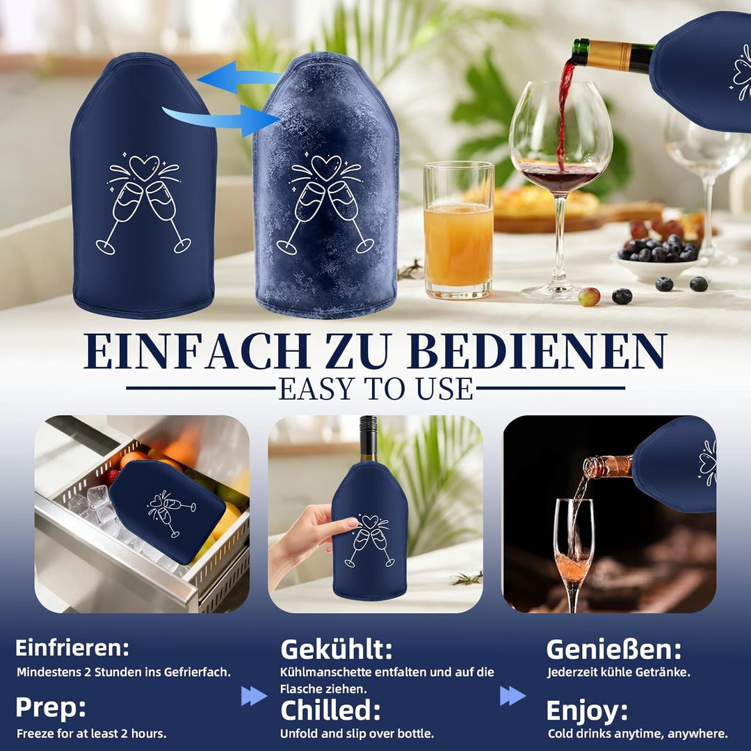 1 Stück Weinkühler Manschette Isolierend, Kühlmanschette Wein Flexibel, Waschbar Flaschenkühler für