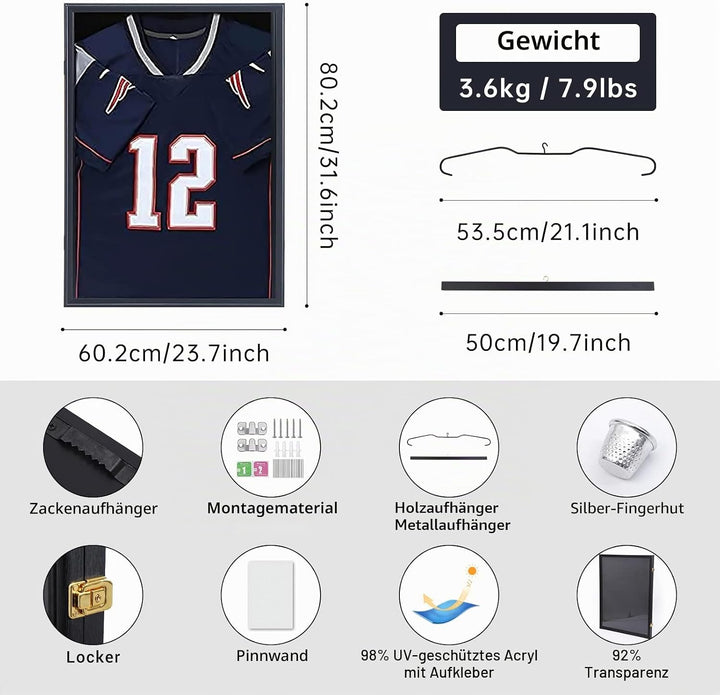 Nice C Jersey Frame Display Case Large Shadow Box Sports Jersey Display Case with 98% UV Protection,