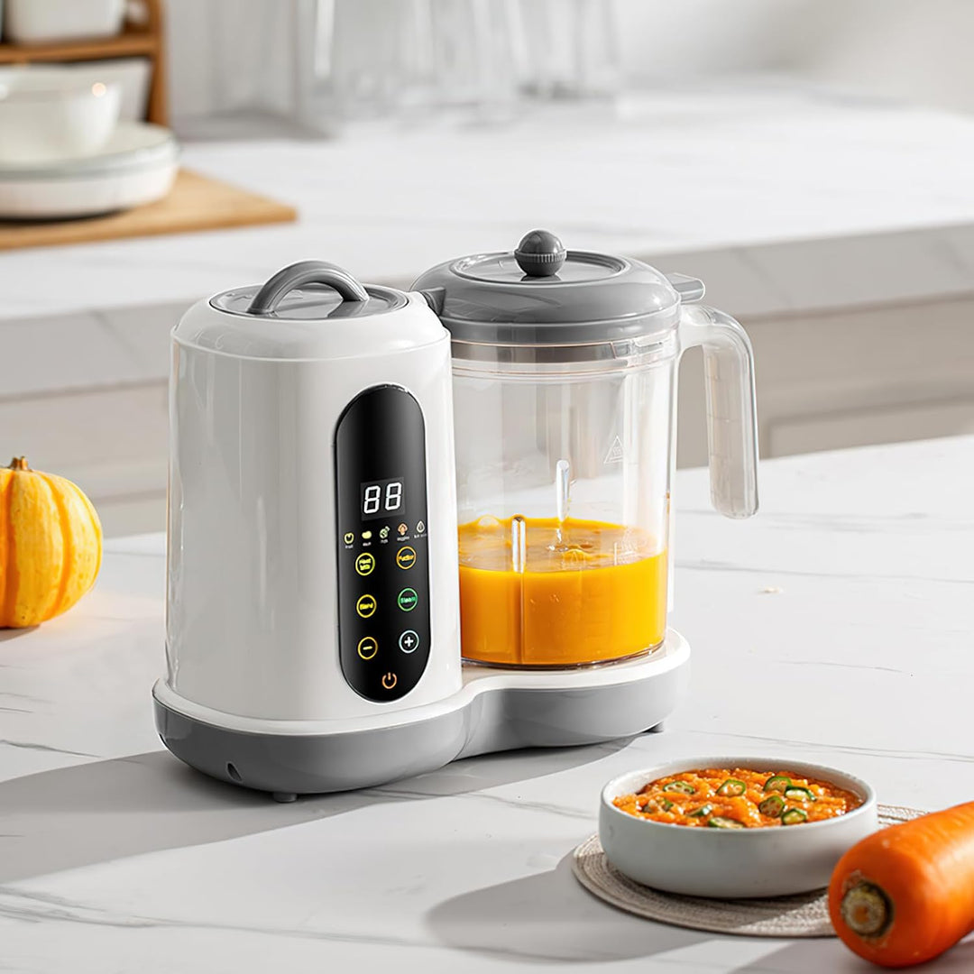 4-in-1 Babybrei Zubereiter &amp; Dampfgarer Mixer Baby, 400ml Baby Küchenmaschine mit Touchscreen, Autom