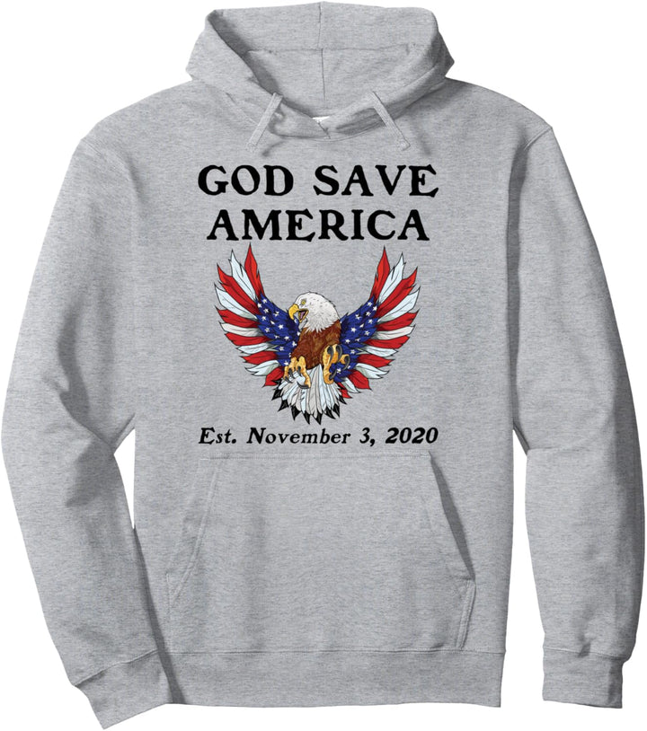 God Save America Shirt,Bald Eagle American Flag USA Est 2020 Pullover Hoodie