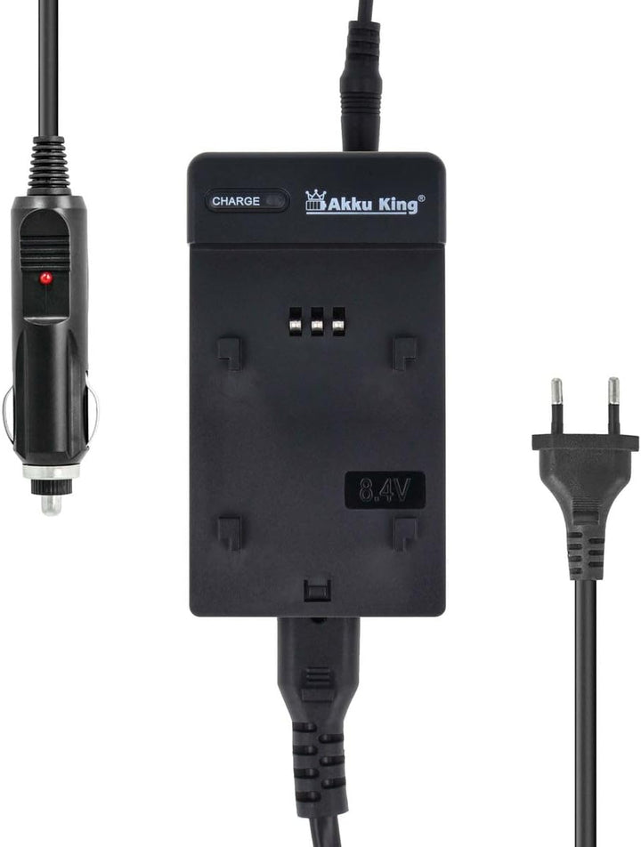 2in1 KFZ + Netz Ladegerät kompatibel mit Panasonic Akku VW-VBD29, VW-VBD58, VW-VBD78 Reise-Ladegerät