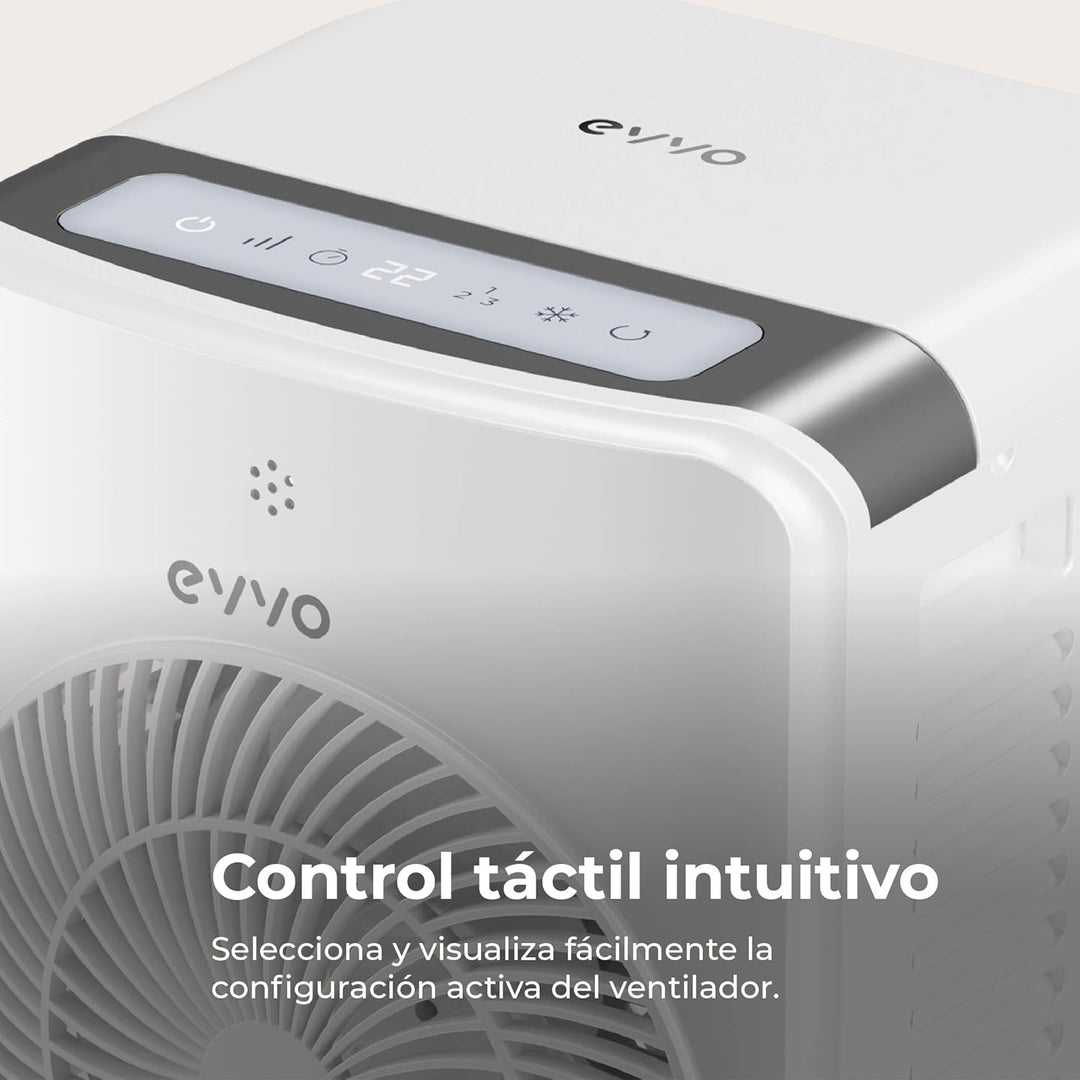 EVVO AC750 Tragbarer Verdunstungsventilator – Kühlt die Luft ohne Installation mit Wasser und Eis, 3