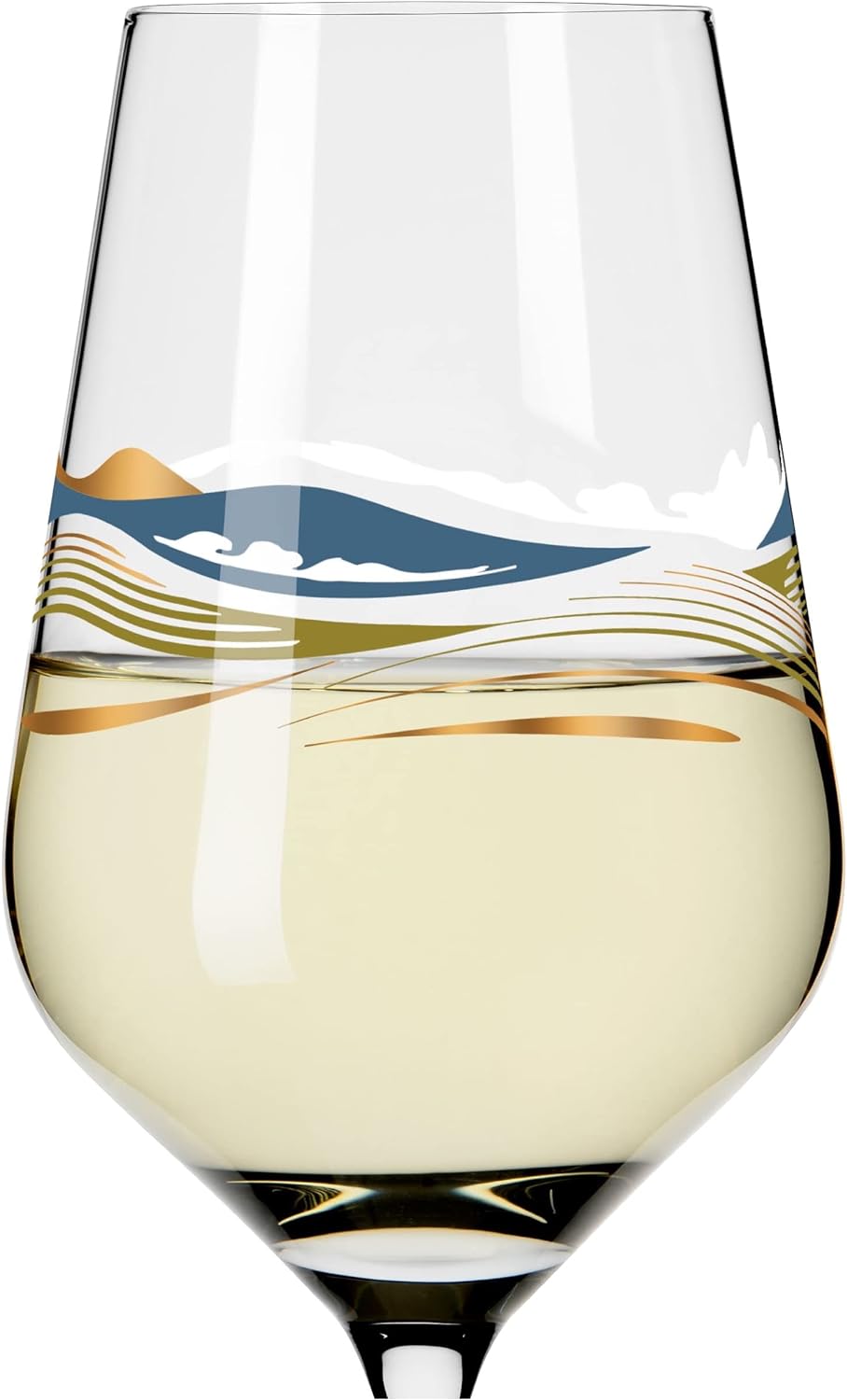 RITZENHOFF 3011007 Weissweinglas 300 ml - Serie Herzkristall Nr. 7 – mit Landschaftsmotiv in Roségol