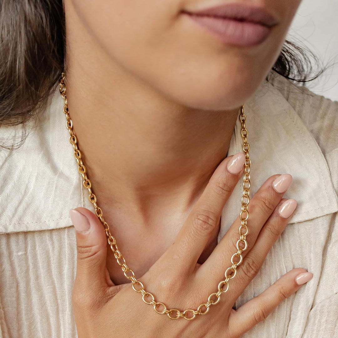 Happiness Boutique Damen Ankerkette in Gold | Statement Chunky Chain Rundankerkette aus Edelstahl Wa