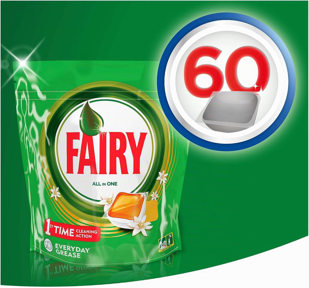 Fairy Todo En 1 Naranja Lavavajillas 60 Cápsulas