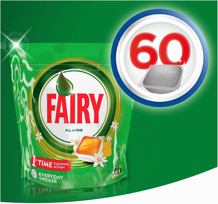 Fairy Todo En 1 Naranja Lavavajillas 60 Cápsulas
