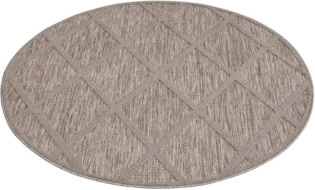 carpet city In-& Outdoor Teppich - Rund 120 cm - für Innen-& Aussenbereich - Wetterfest Balkon-Teppi