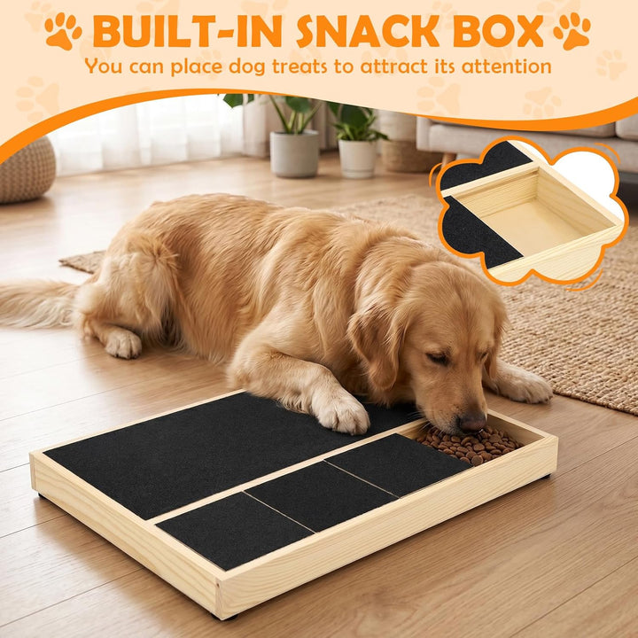 Kratzbrett für Hunde mit Leckerlibox 35x25x3cm | Holz, Krallenschleifer Alternative