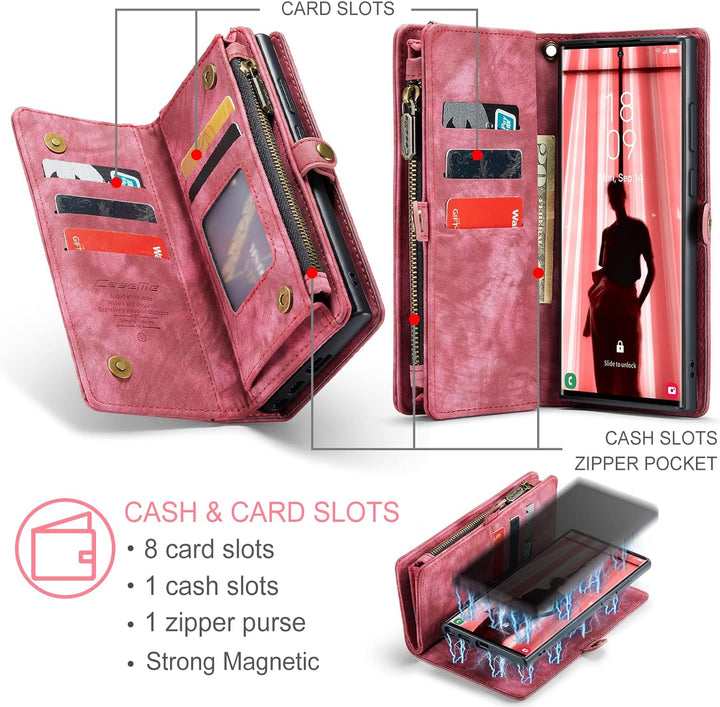 UFinetech Samsung S23 Ultra Hülle, Stossfest Kartenfach Magnetisch Abnehmbare Tasche Samsung Galaxy