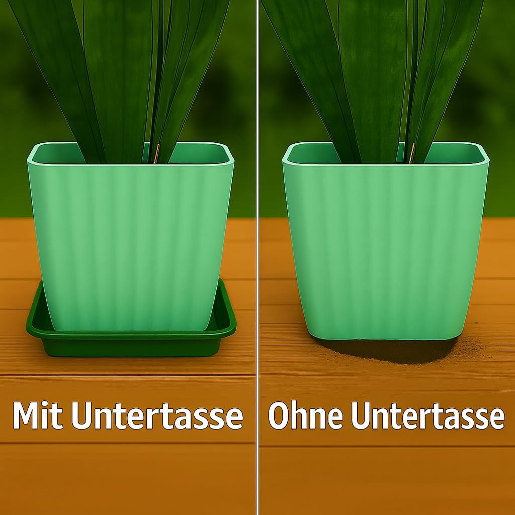 Home Garden Ornaments – Quadratische Blumentopf-Untersetzer, Set aus 5 eckigen Auffangschalen für Pf