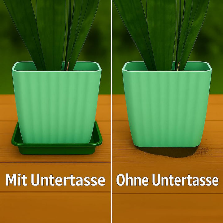 Home Garden Ornaments – Quadratische Blumentopf-Untersetzer, Set aus 5 eckigen Auffangschalen für Pf