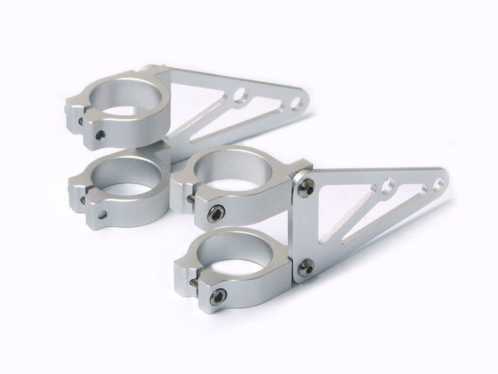 Paar 46-47mm Motorrad Scheinwerfer-Halter - Gabel Montiert - CNC Alu Gebürstet Hochwertig