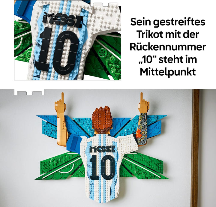 LEGO Editions Lionel Messi – Torjubel - 3D DIY Wandbild Set - DIY Deko für Kinder - Fussball Geschen
