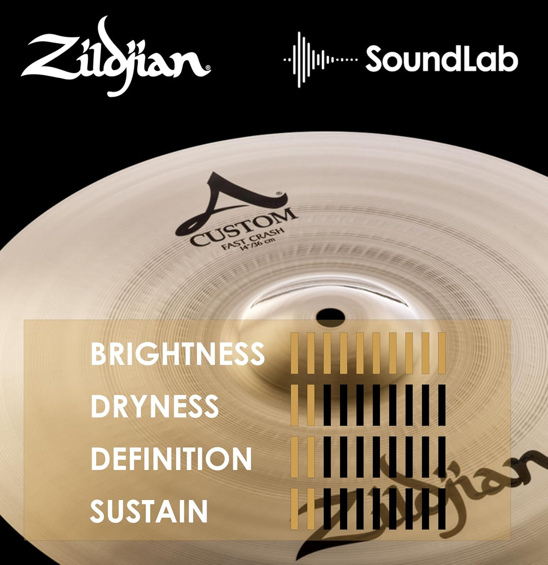 Zildjian A Custom Series - 14" Fast Crash Cymbal - Brilliant finish 14 Zoll, 14 Zoll