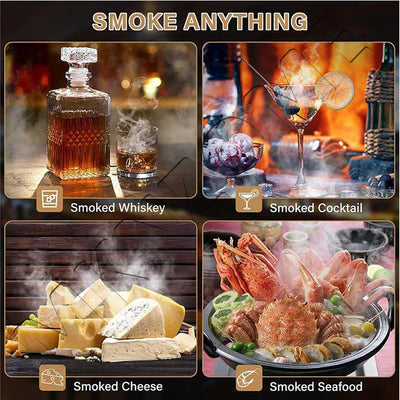 Cocktail Smoker Kit, MKNZOME Whiskey Smoker Kit mit 4 Geräuchertem Cocktail Raucher Kit Sägemehl Vat