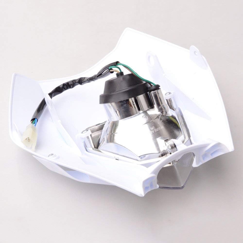 GOOFIT Weiss 12V 35W Scheinwerfer Frontscheinwerfer Lichtmaske mit Front Verkleidung Ersatz für Moto