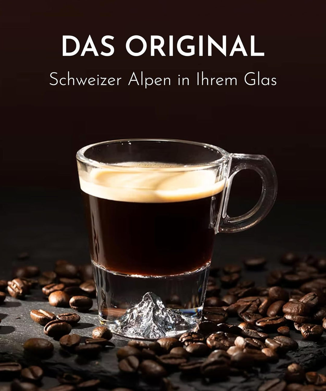 Espressotassen Set 4x60ml mit Henkel, Handgemachte Espresso Gläser aus Borosilikat, Topographic Gläs