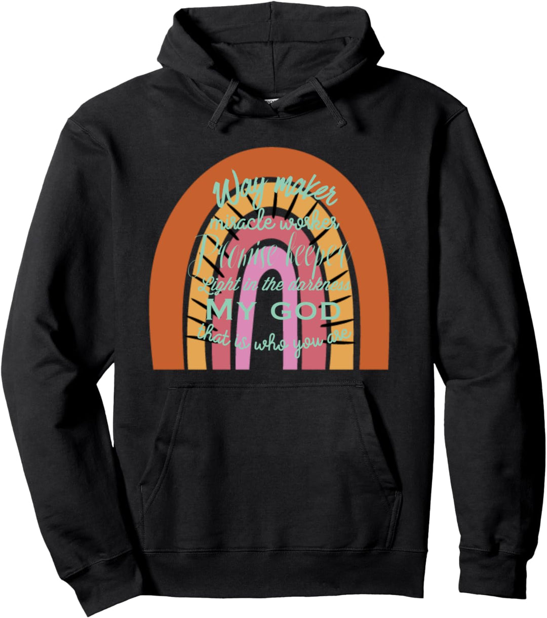 Waymaker Miracle Worker Promise Rainbow Light Colorful Pullover Hoodie