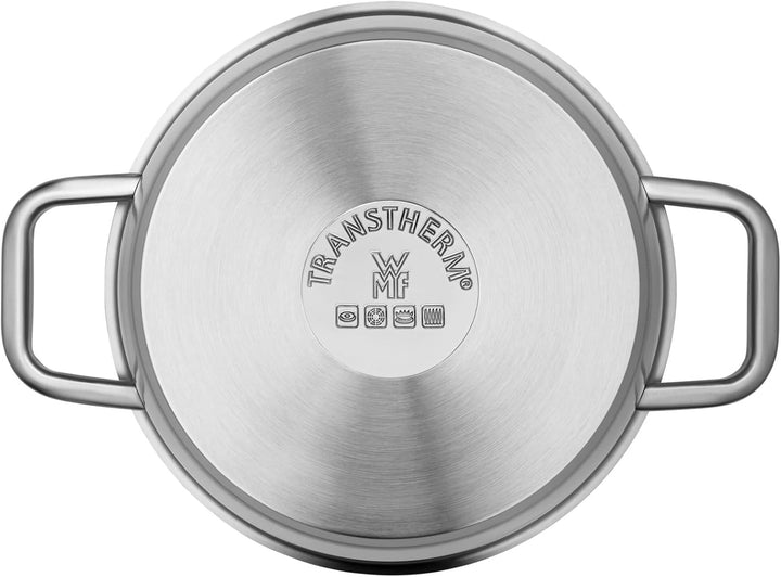 WMF Iconic Kochtopf gross 22cm, Metalldeckel, Fleischtopf Induktion 4,7l, grosser Topf, Cromargan Ed