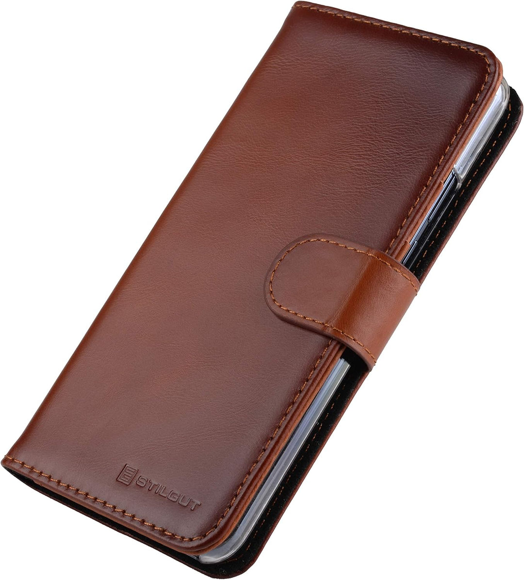 STILGUT Talis kompatibel mit Google Pixel 5 Hülle mit Kartenfach aus Leder, Flip Cover, Wallet Case,