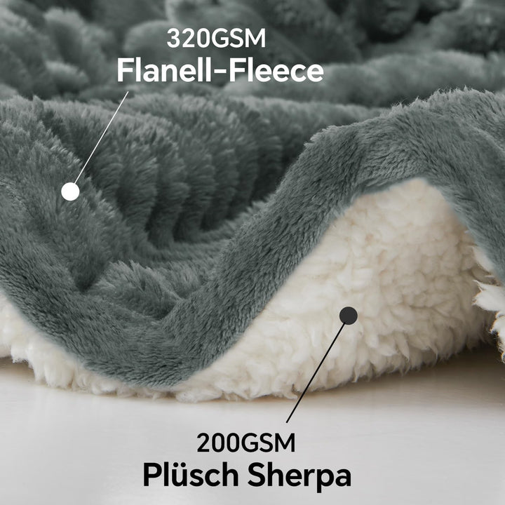 BEDELITE Kuscheldecke Flauschig Decke 150x200 - Dicke XL Sherpa Decken Grau für Couch, warme Cord Ku