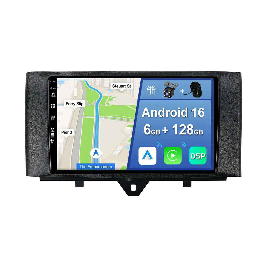 [6GB+128GB] Android 14 Autoradio für Benz Smart Fortwo (2011-2015)-[Integriertes CarPlay/Android Aut