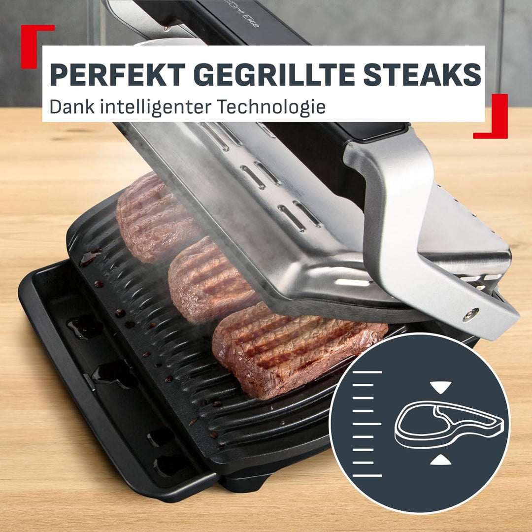 Tefal Kontaktgrill Optigrill Elite XL GC760D | 16 automatische Programme | Digitales Display mit Cou