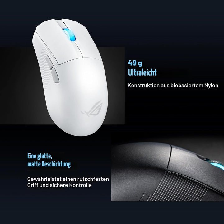 ASUS ROG Harpe Ace Mini White ultraleichte E-Sport Gaming Maus (49 Gramm, ROG Micro-Switches, SpeedN