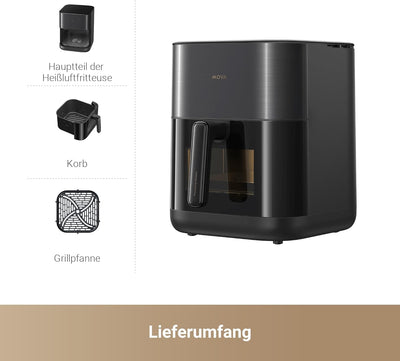 Dreame Mova AeroChef™ FD10 Pro Heissluftfritteuse, Schnelles Knuspriges Garen, ölfreie Fritteuse, 6L