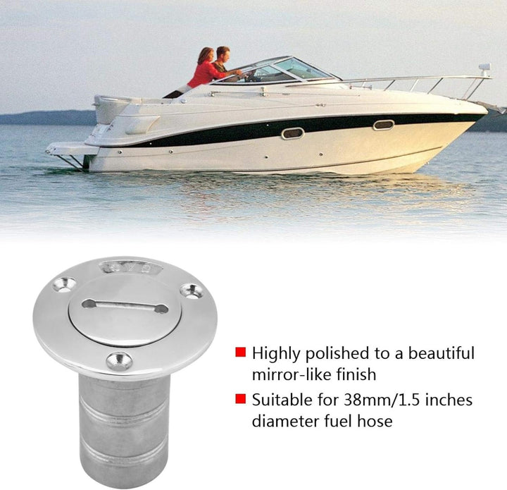 38 mm Tankstutzen für Boote, Tankdeckel Einfüllstutzen aus 316 Edelstahl mit Key Boat Deck Fill Fill