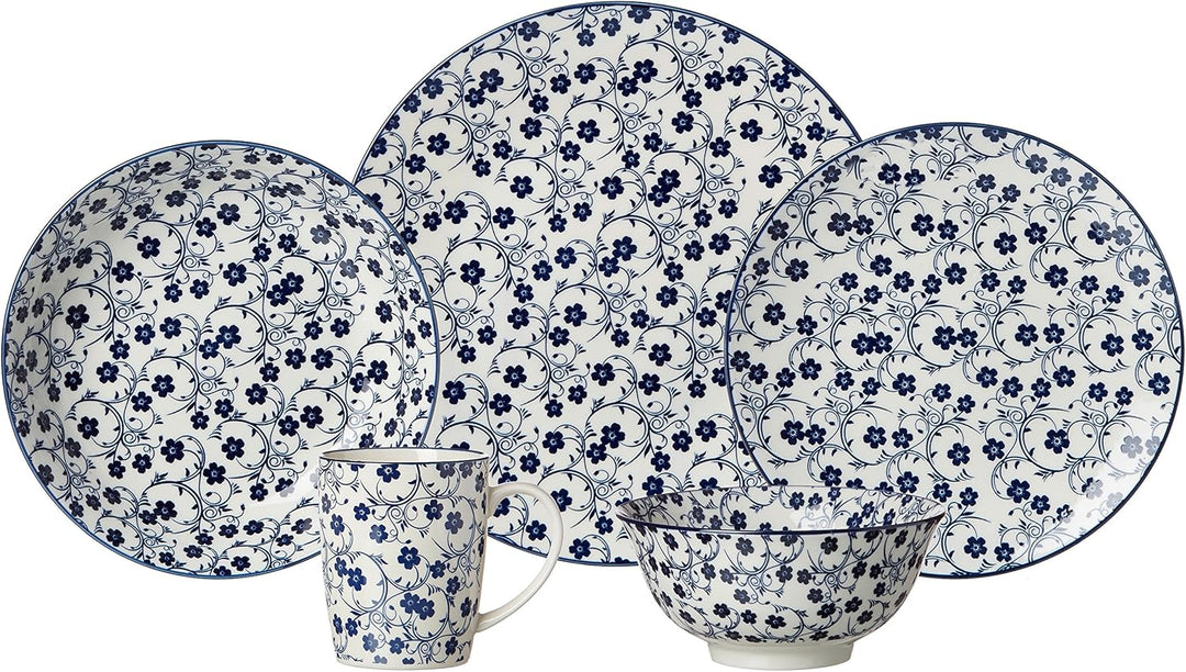 Ritzenhoff &amp; Breker Kaffeebecher-Set Royal Sakura, 4-teilig, 350 ml, Porzellangeschirr, Blau-Weiss,