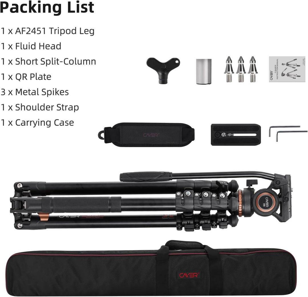 Professionelles Video-Stativ-Einbeinstativ-Kit, Cayer AF2451 67-Zoll-Aluminium-Teleskop-Flip-Lock-St