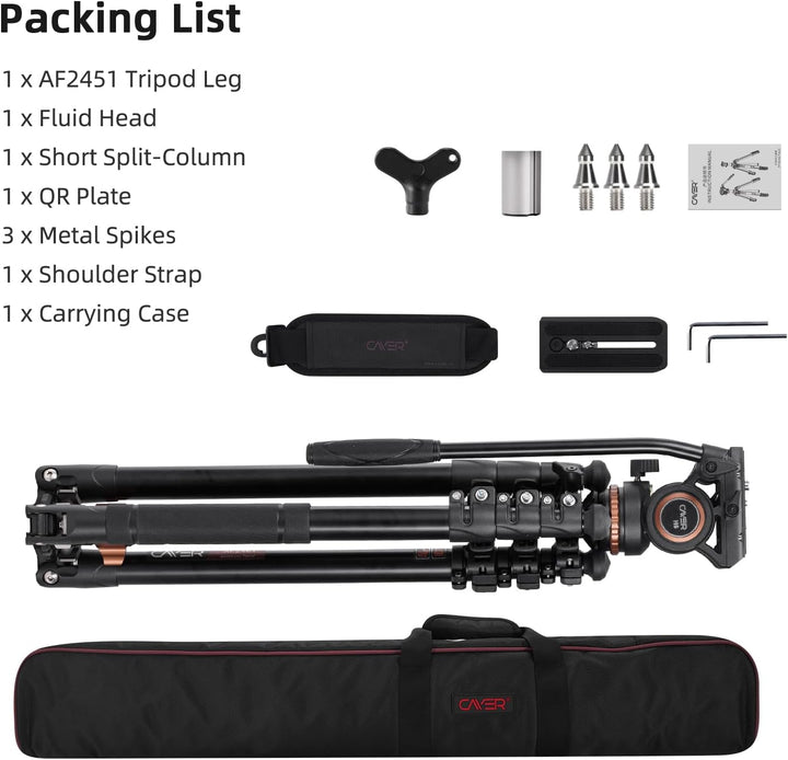 Professionelles Video-Stativ-Einbeinstativ-Kit, Cayer AF2451 67-Zoll-Aluminium-Teleskop-Flip-Lock-St