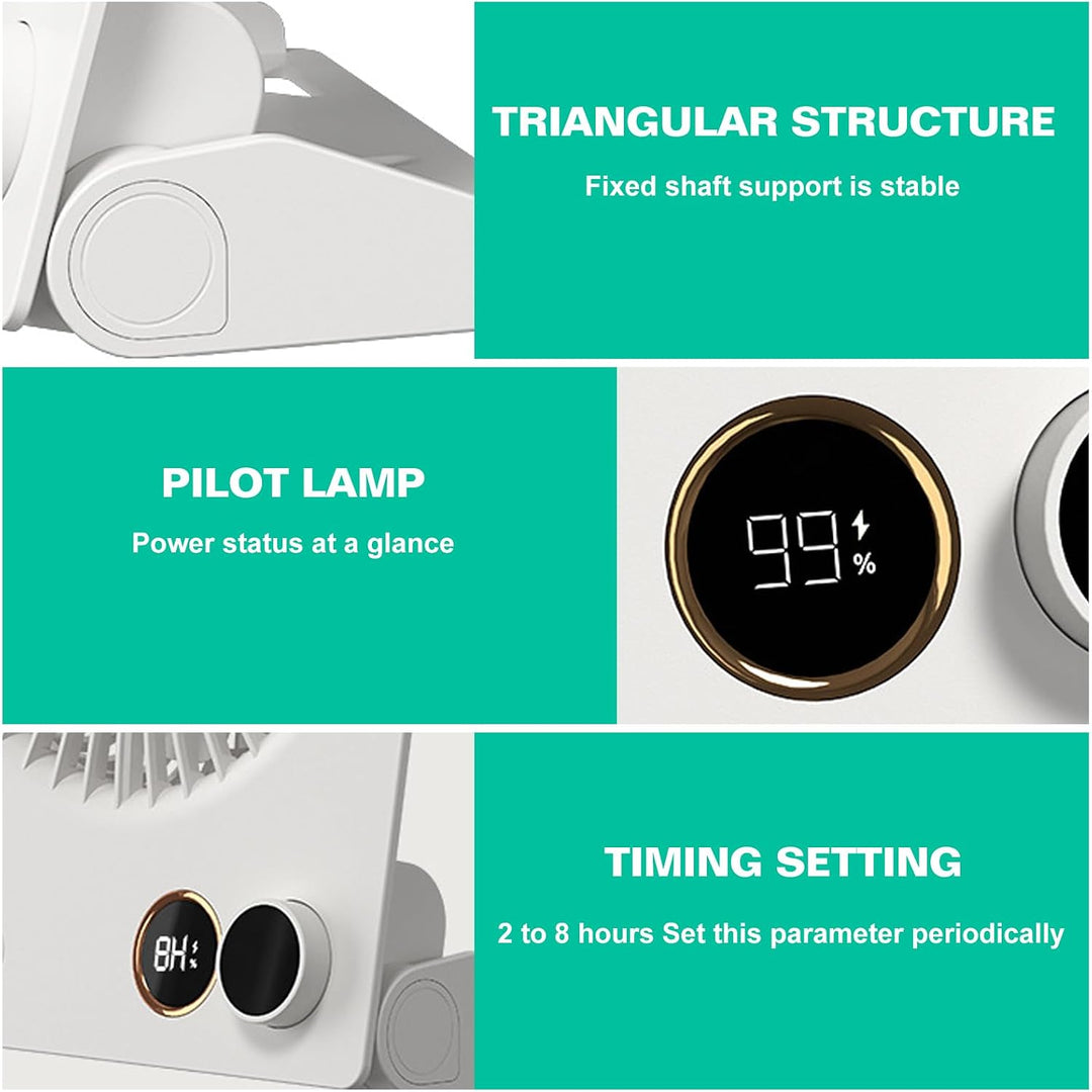 BORDEAG Mini Tischventilator USB Ventilator - 4000mAh Tragbarer Kleiner Ventilator mit Fernbedienung