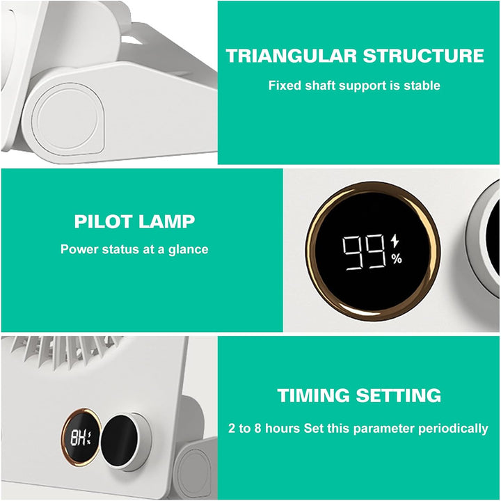 BORDEAG Mini Tischventilator USB Ventilator - 4000mAh Tragbarer Kleiner Ventilator mit Fernbedienung