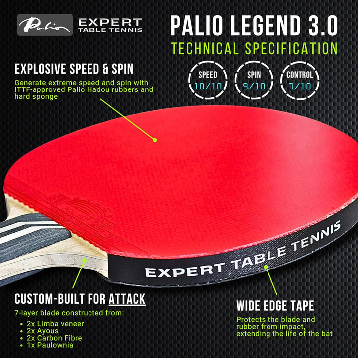 Palio Legend 3.0 Tischtennisschläger & Koffer | ITTF-zugelassener Advanced Ping Pong Schläger | Maxi