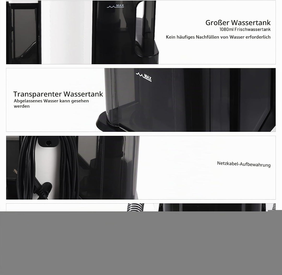 Handgeführte Reinigungsmaschine für Teppiche und Möbel, mit 2 Bürsten, 1080ml sauberes Wasser &amp; 850m