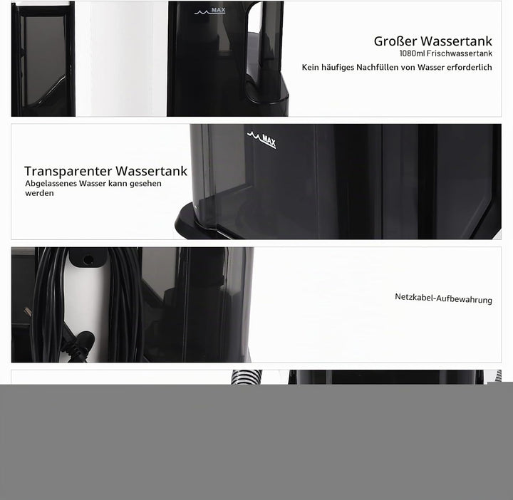 Handgeführte Reinigungsmaschine für Teppiche und Möbel, mit 2 Bürsten, 1080ml sauberes Wasser &amp; 850m