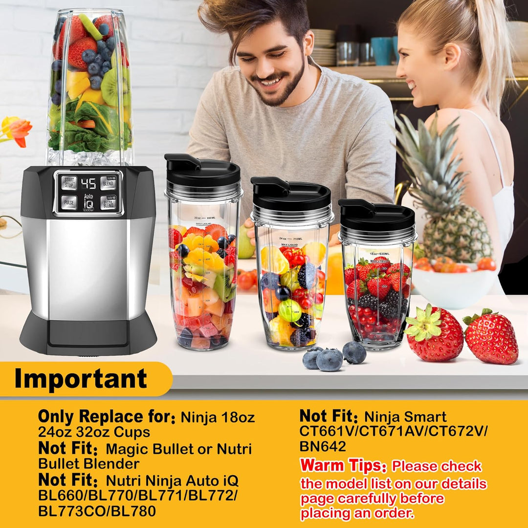 2 Stück Ersatz 24oz Blender Cup mit Sip & Seal Deckel Kompatibel mit Nutri Ninja BL450 BL456 BL480 B